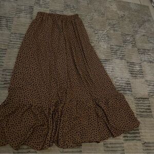 Elegant Brown Animal Print Maxi Skirt